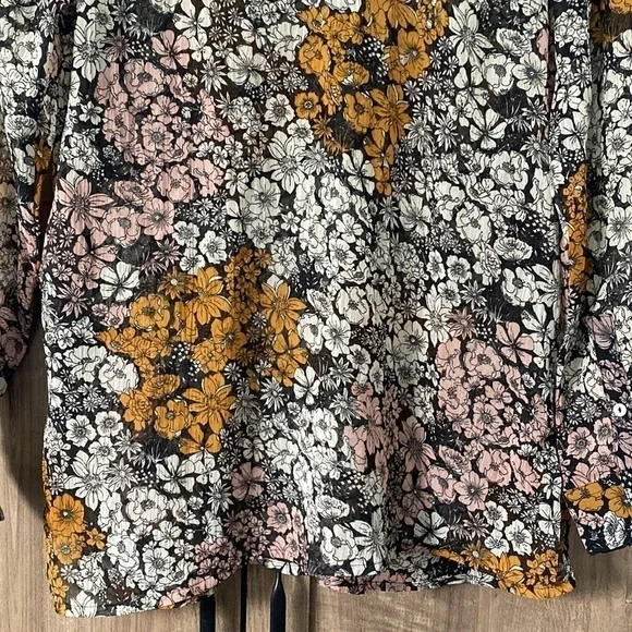 H&m Floral Button Sheer Long Sleeve Blouse Women’s Size 12 - Picture 11 of 15